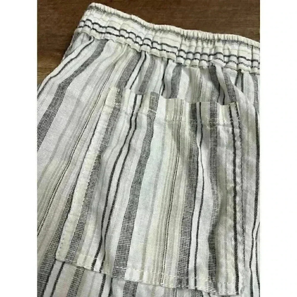 Casa Cabana Linen Pants Women Sz M Cropped Wide Leg Summer Striped Beach Relaxed - Picture 9 of 10